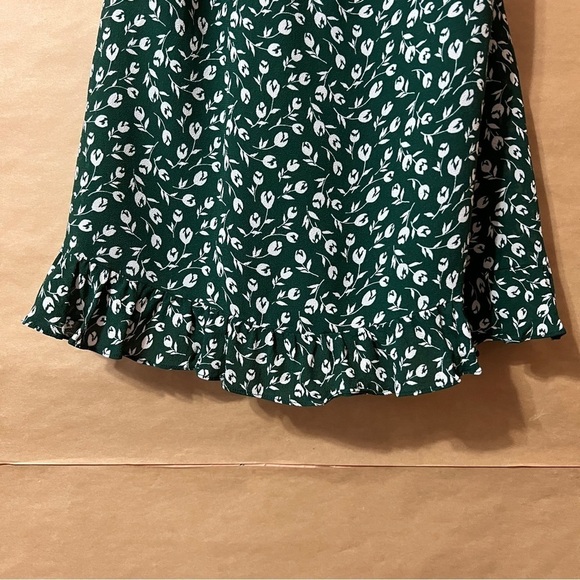 Reformation Christine Dress Susanna Green Floral Tie Shoulder Mini Dress Size 10 - Picture 8 of 13